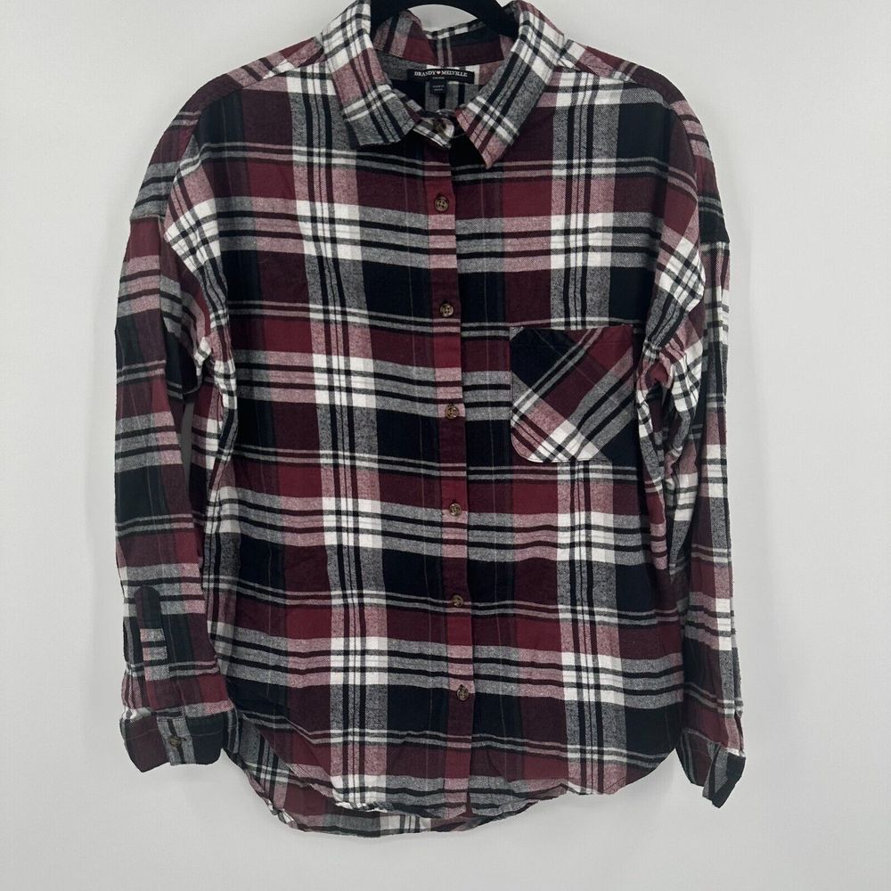 Brandy Melville Flannel Shirt Women's One Size Multi Plaid‎ Collared Button Down